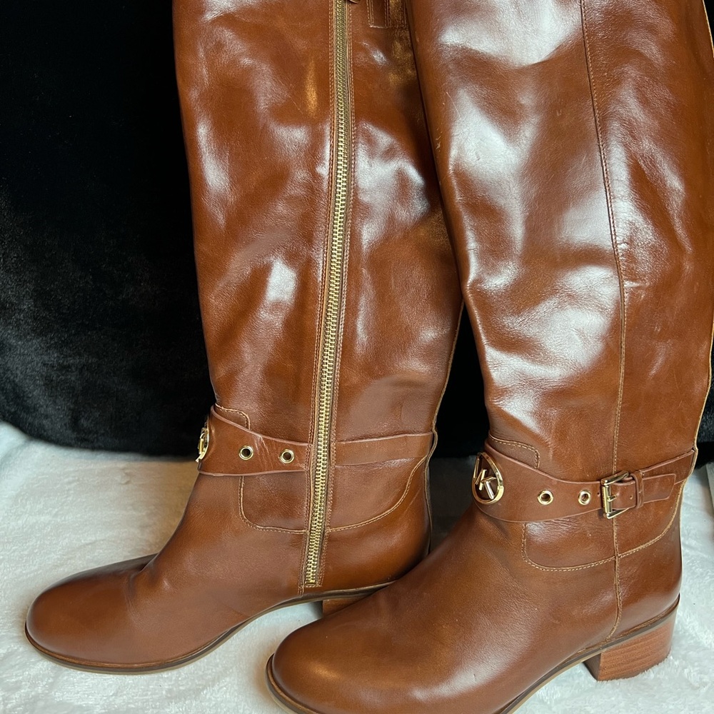 Michael Kors Brown Heeled Boots Equestrian Style